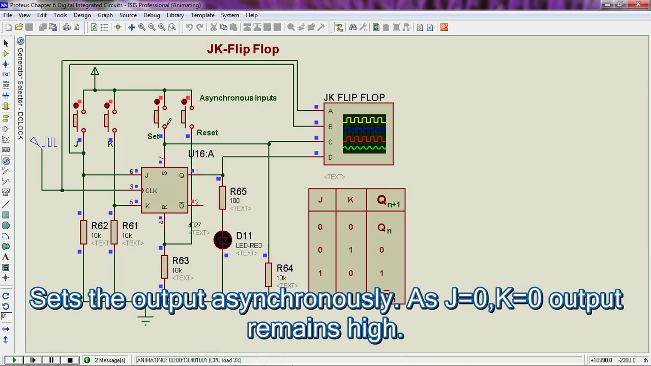Proteus - JK Flip Flop operation - YouTube t flip flop circuit diagram 