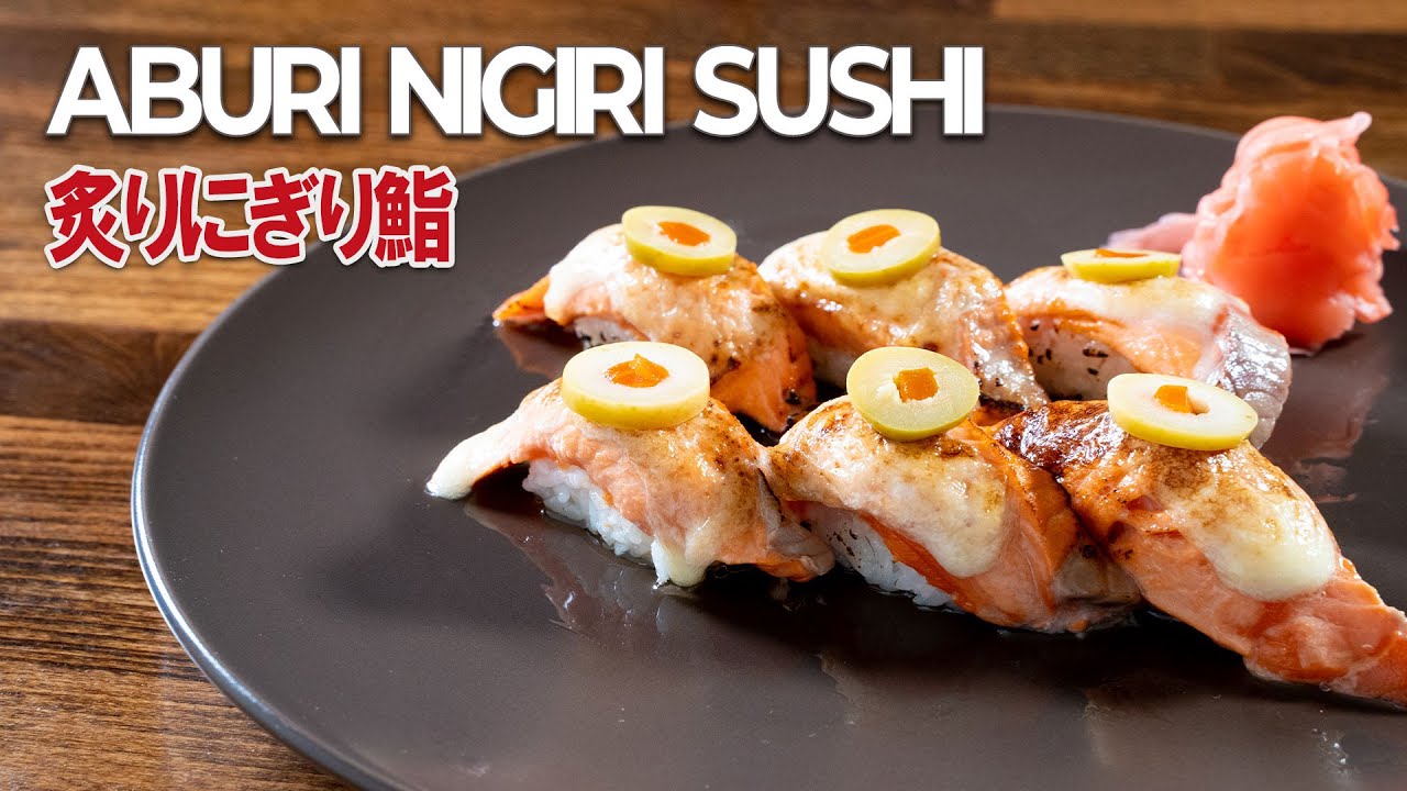 How to make Aburi nigiri sushi salmon recipe YouTube