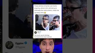 These photos of Jamie Lee Curtis arguing, where she's drinking so intensely her neck strains These photos of Jamie Lee Curtis arguing, where she's drinking so intensely her neck strains