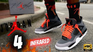 JORDAN 4 INFRARED DETAILED REVIEW & ON FEET W/ LACE SWAPS!!
