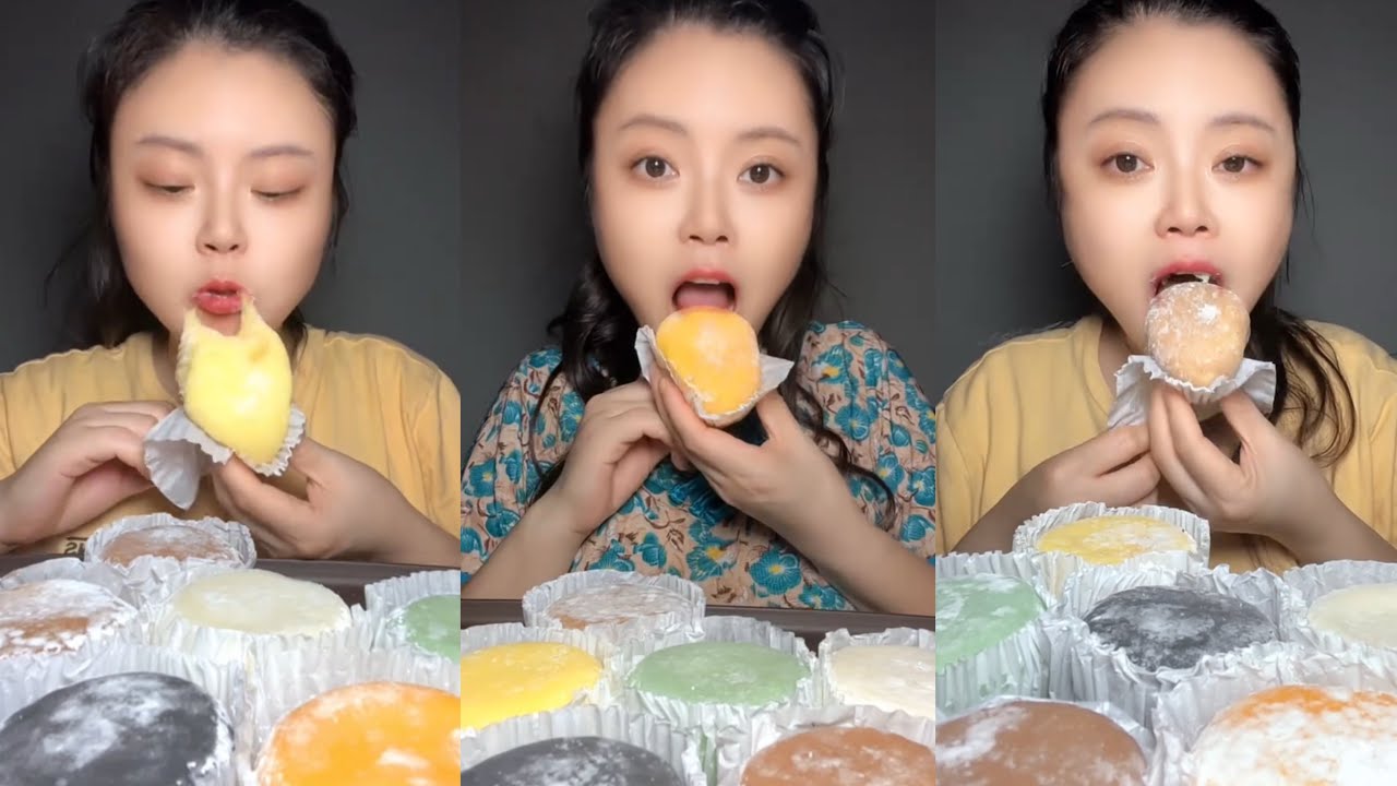 asmr mukbang - lava and coloring mochi eating