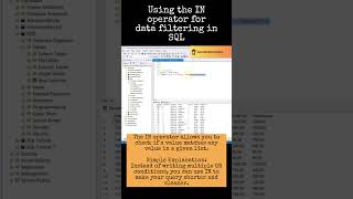 Using the IN operator for data filtering in sql #dataanalytics #sql #sqlforbeginners