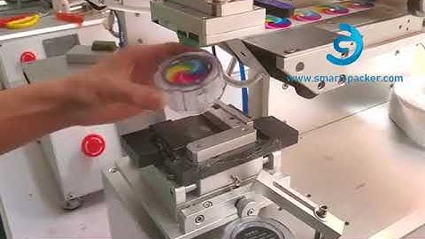 Semi automatic bottle round cap top pressing labeling machine testing video