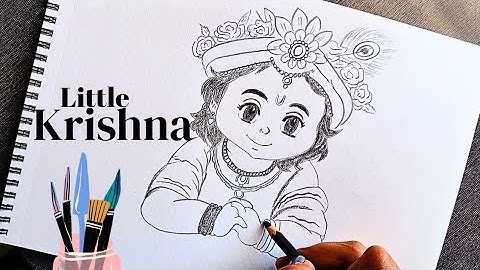 Shree krishna Drawing, How to Draw Lord Krishna with grid method, Step by Step tutorial