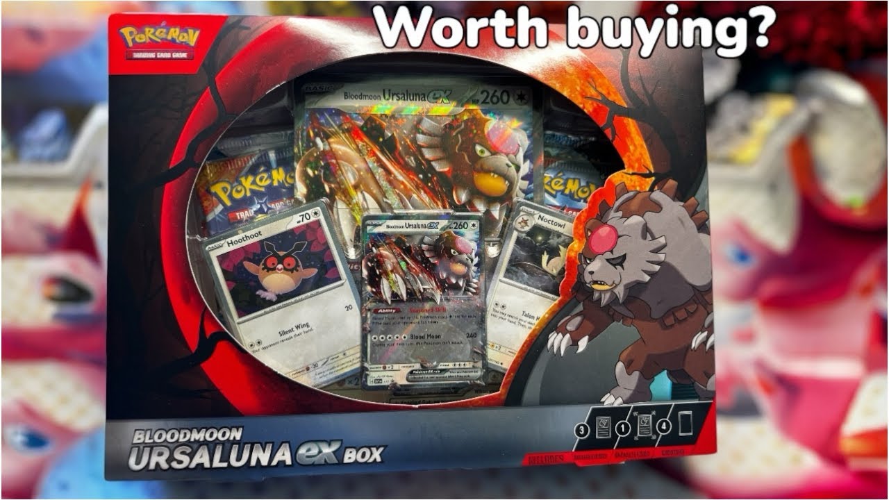 bloodmoon ursaluna ex box booster packs Box American Deals TCG and two additional foil cards that showcase stunning artwork and character details Unboxing the Bloodmoon Ursaluna EX