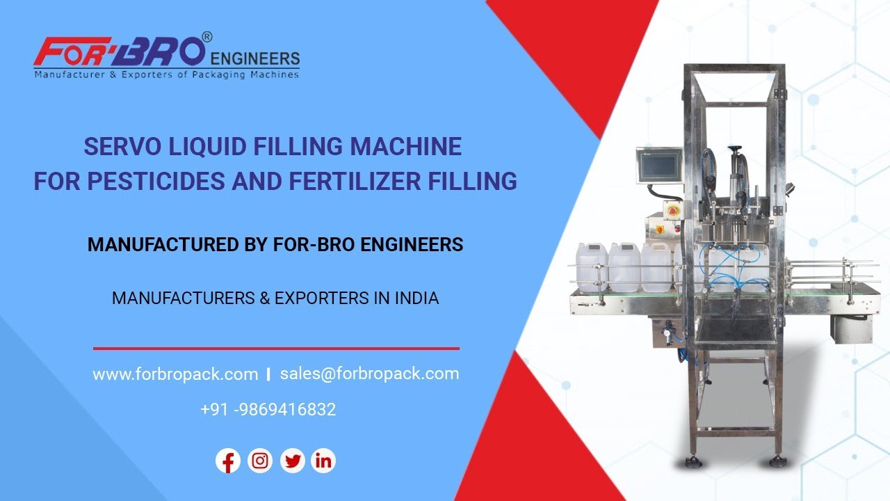Servo Liquid Filling Machine for Pesticides and Fertilizer Filling | FOR-BRO Engineers