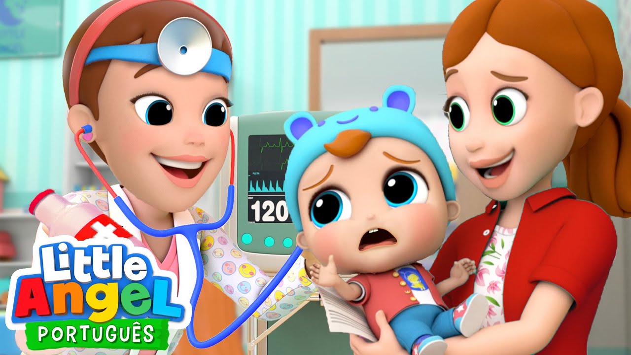 menina dos desenhos animados brincando de médico com brinquedo de