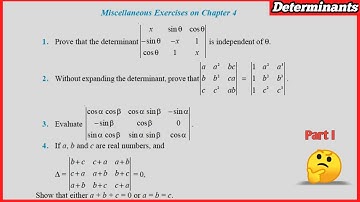 Class 12 Maths Chapter -4 Determinants: Miscellaneous Exercise (Q.1 - Q.10) solutions Part I