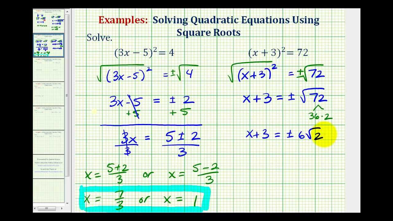 QE 1 and 2 Traditional Math: Quadratic Equations and Square Root Method