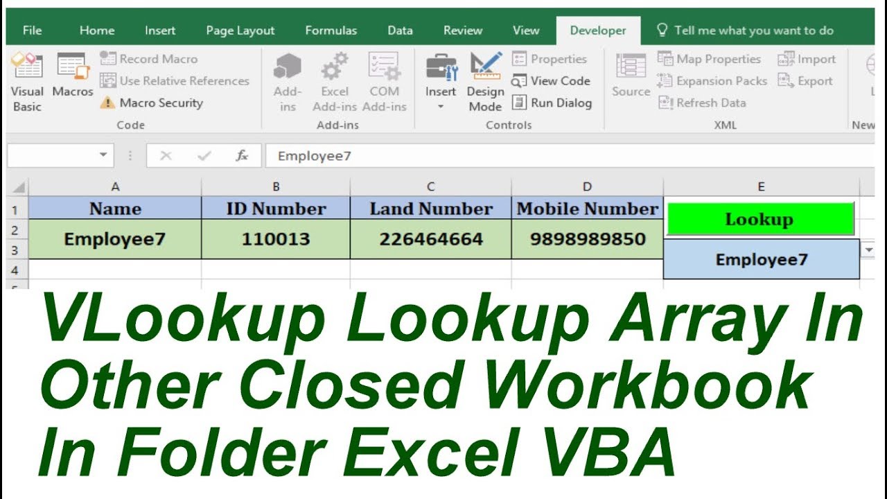 Vlookup Lookup Tablearray In Closed Workbook Infolder Excel Vba - Youtube