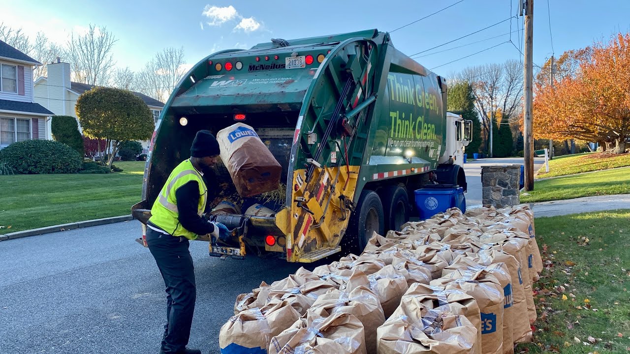 Waste Management Garbage Truck Packing Peak Season Piles