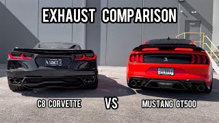 Mustang Gt500 Vs C8 Corvette - Exhaust Sound Comparison