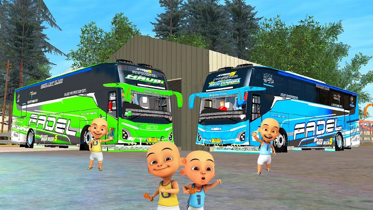 Upin dan Ipin Perang Bus Telolet Di Rumah Atok Yuhuu Truk Oleng Basuri Mobil Keren ELTIVISION