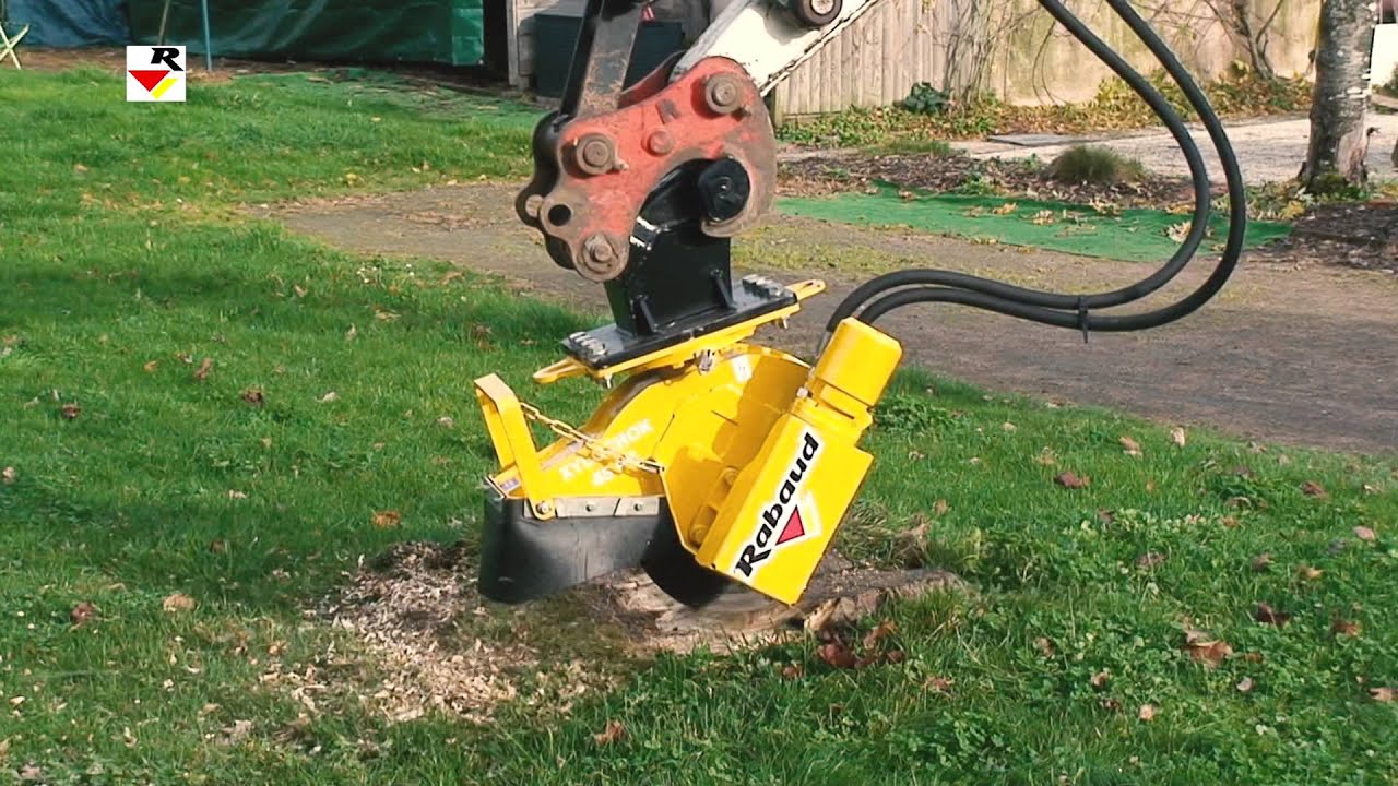 Stump grinder for excavators: XYLOCROK 45 PE - YouTube