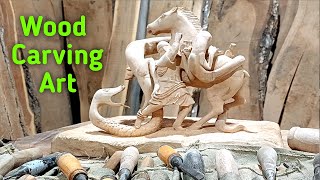 Wood Carving Dragon Time-Lapse  From Block to Beast!