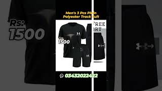 Men's 3 Pcs Plain Polyester Track Suit - Black Round Neck, Comfortable & Stylish #tracksuit #fashion
