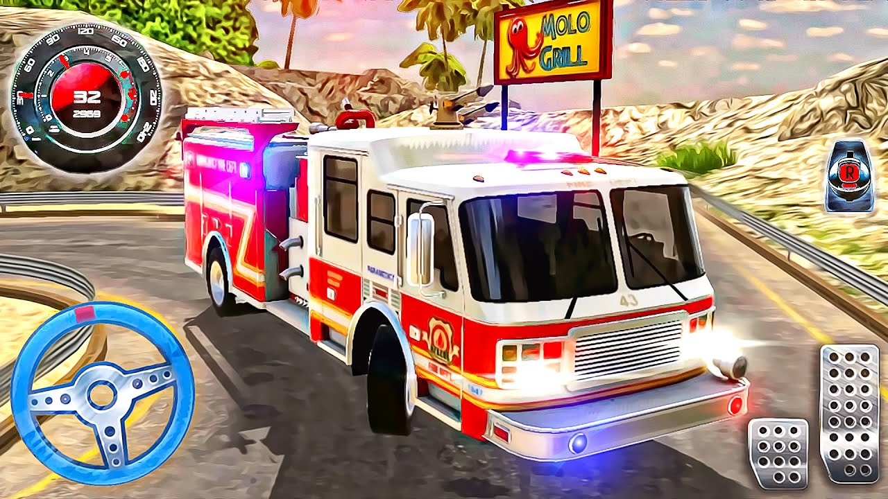 Real Fire Truck Driving Simulator 2022 - Coast Guard Beach - Android GamePlay #10