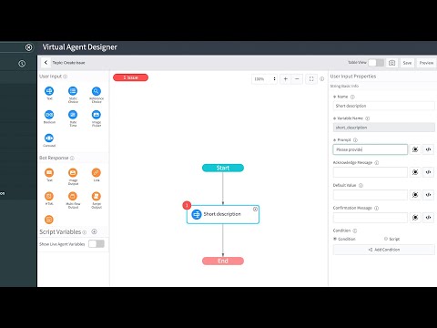 Builder | Adding a chatbot conversation with Virtual Agent Designer