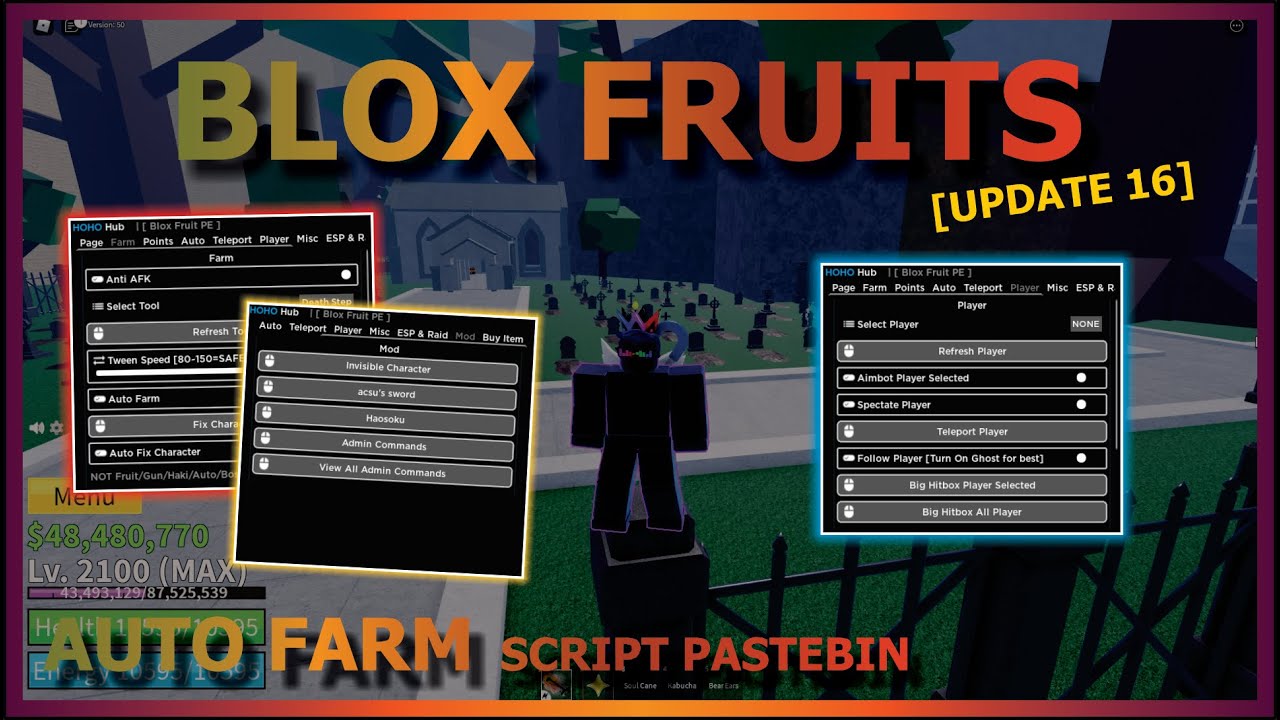 Blox Fruits [Auto Farm Bone, Farm Boss, Drop Fruit] Scripts