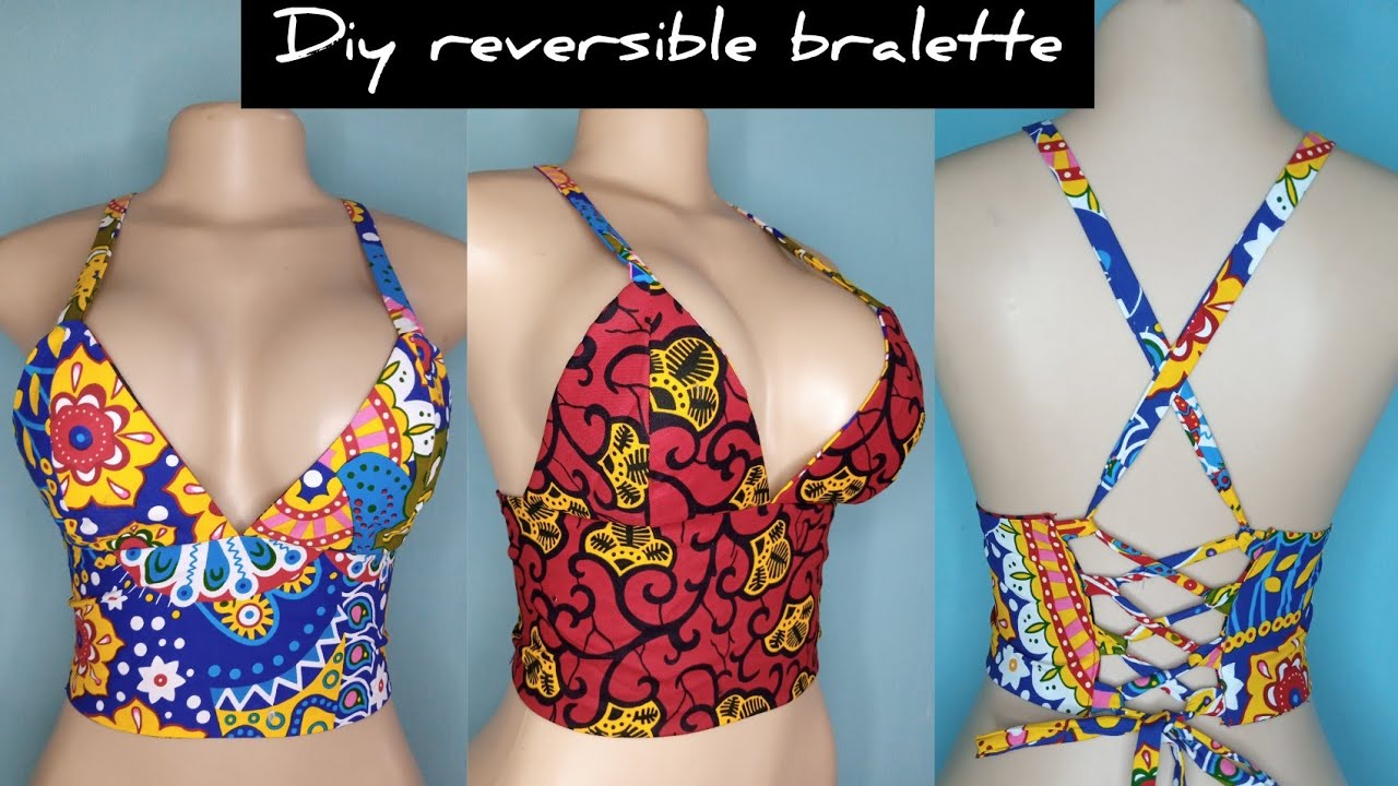 how to make a reversible bralette/bra with Criss-cross back. DIY bralette  top 