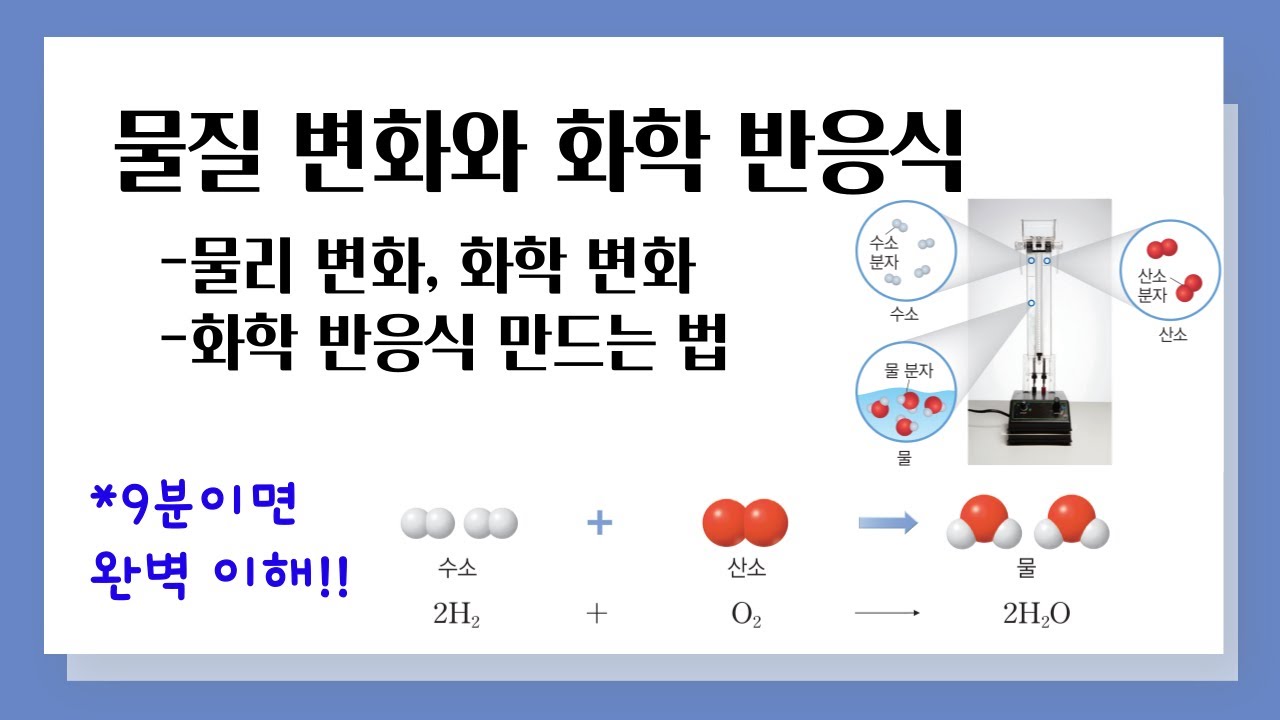 [중3 과학] 물질 변화와 화학 반응식 l 물리 변화, 화학 변화, 화학 반응식 만드는 법 - YouTube