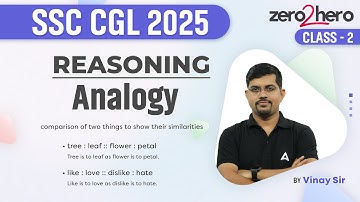 SSC CGL Reasoning Class 2025 | SSC CGL Reasoning Analogy | Reasoning By Vinay Sir