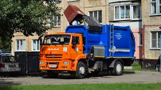 Мусоровоз МК-4555-06 на шасси КамАЗ-53605-A5 (В 355 ОМ 122). Работа. / Kamaz garbage truck.