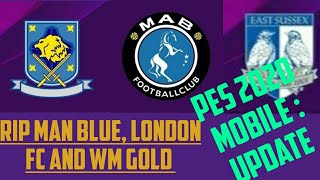 PES 2020 diz adeus a Madrid White, Man Blue, London FC e WM Gold