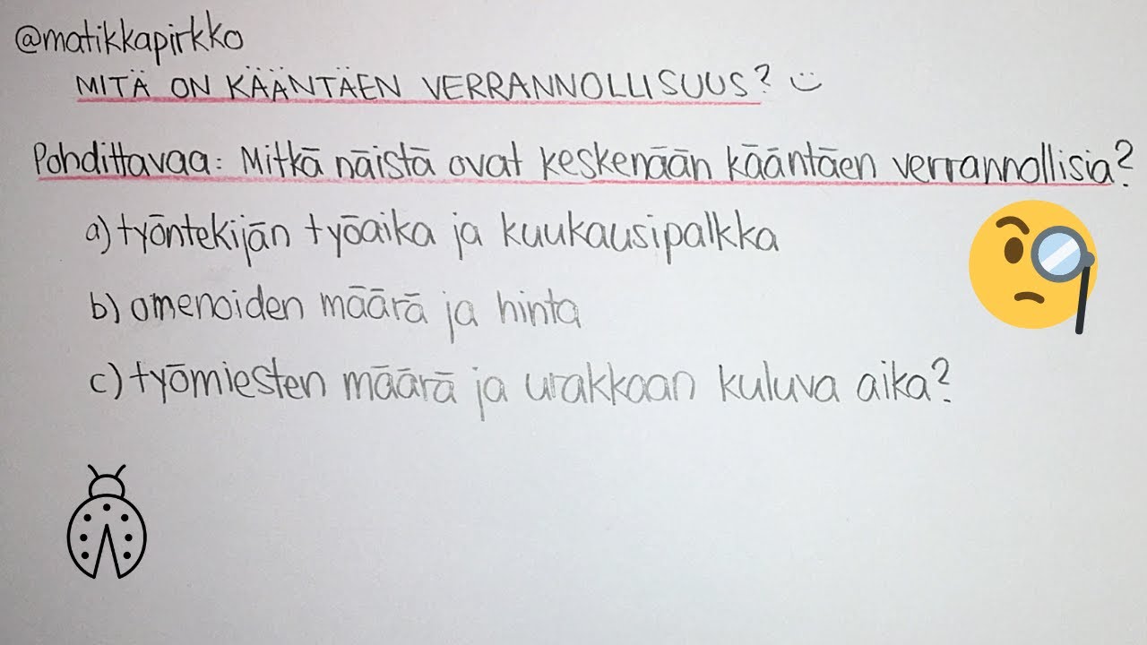 🙂 Kääntäen verrannollisuus 🙃 Suhdelaskut AMK-valintakoe 🌷 Matematiikka valmennus kevät 2022 ✍🏽