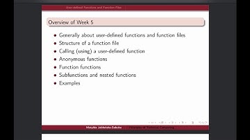 Intro to MATLAB - Week 5 - Overview