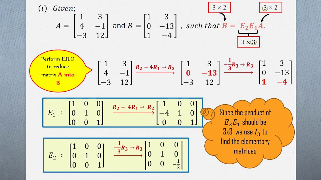 Elementary matrix calculator Elementary matrix calculator picture