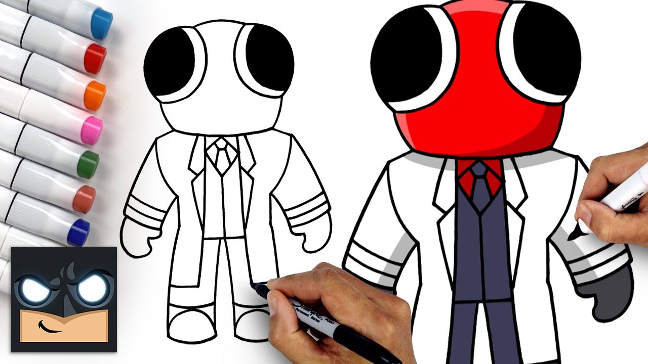 How To Draw Red from Roblox Rainbow Friends  Cute Easy Step By Step  Drawing Tutorial 