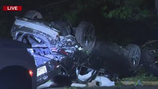 Car runs off Garden State Parkway, flips in front of NJ home