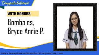 Grade 9- Sampaguita Virtual Recognition 2019 2020