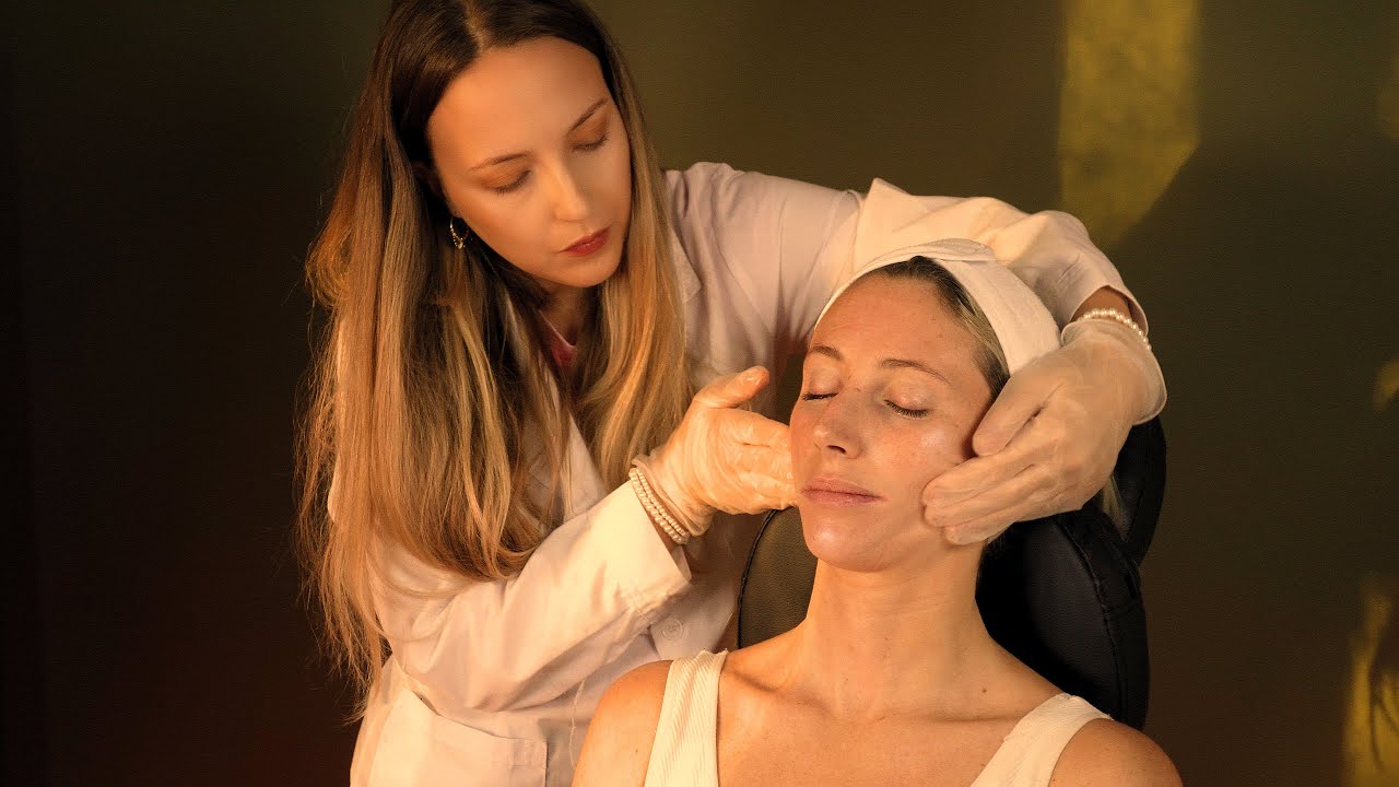 ASMR Buccal Muscle Massage & Skin Treatment | tension assessment, skin inspecting, glove sounds