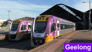 V/Line Trains at Geelong Station during Peak Hour - Victorian Transport