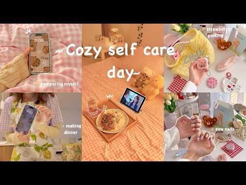 Daily vlog π morning to night routine, self care day, strawberry picking, delicious dinner