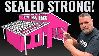 Pole Barn Build on a Budget | Installing OSB Sheathing & House Wrap (5)