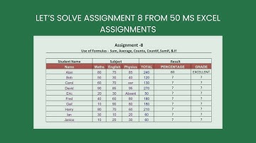 Assignment 8 - Let’s solve Assignment 8 from 50 ms excel assignments