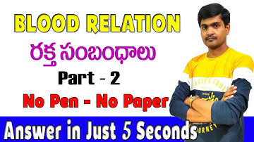 Blood Relations Part - 2 I Best Reasoning Tricks in Telugu I Useful to All Competitive Exams