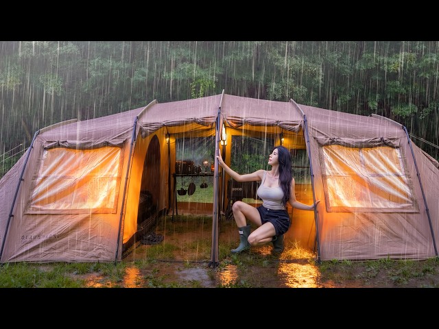 ☔️CAMPING IN THE RAIN: BUILDING THE BASE SHELTER