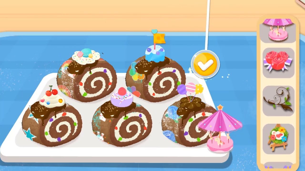 Little Panda's Cake Shop - Making Desserts And Cake Decoraing - Babybus Gameplay Video