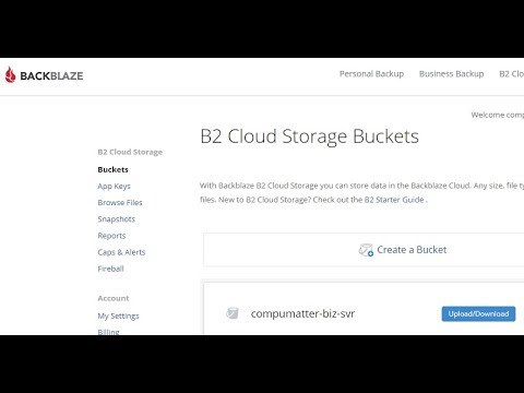 Backblaze : Creating a 'Bucket' for the Server Backup