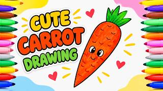 Cute Carrot Drawing | Easy Carrot Drawing for Kids | Step by Step