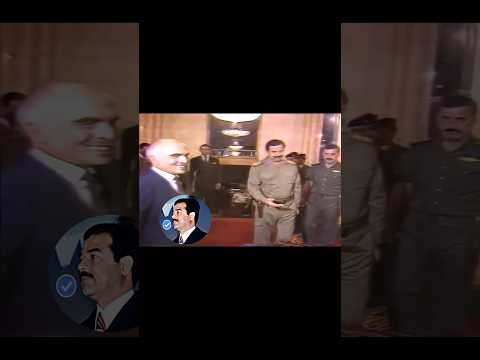 صدام حسين يستقبل الملك حسين وا اولادة