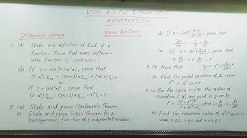 LNMU  B.Sc Part - 2 Mathematics (H) 2021 : Guess Questions of Differentiable Calculus of Paper-3