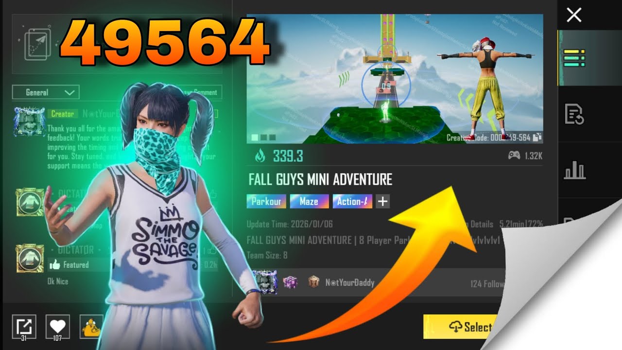 Bgmi WOW MODE 49564 || best Parkour codes || bgmi wow mode gameplay|| 