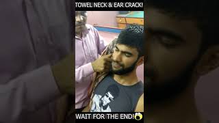 💥 INSANE TOWEL NECK &amp; EAR CRACKS 💆‍♂️ by Indian Barber #shorts