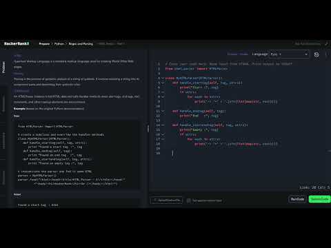 Hackerrank Python Solution #11 Regex and Parsing - HTML Parser - Part 1