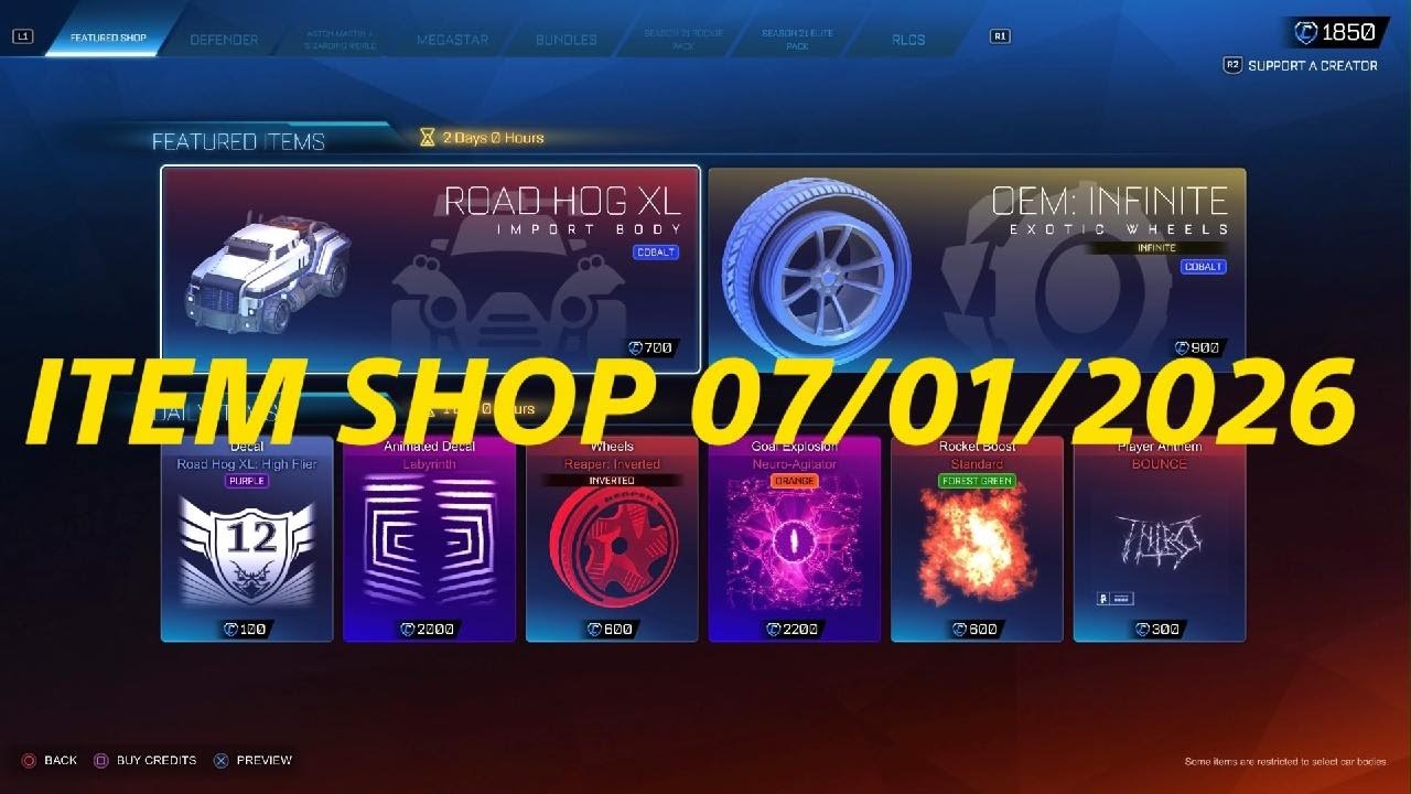 Rocket League item shop 07/01/2026 -FOREST GREEN STANDARD BOOST & sub ...